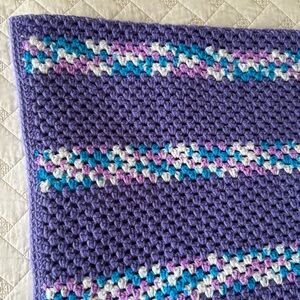 Hand Crocheted Large Purple Throw Approx 66”x40”